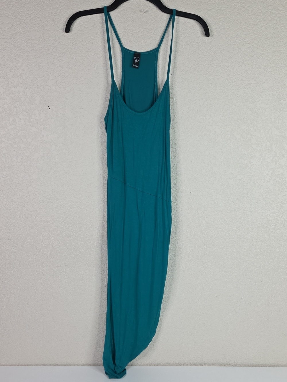 Teal Maxi Slit Dress with Spaghetti Straps